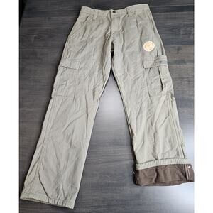 NWT Men's Wrangler Fleece Lined Khaki Tan Cargo Relaxed Fit Tan Pants 29x30